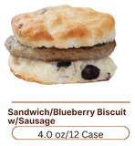 RTE Blueberry Biscuit Sandwich w/Pork Sausage 4.0 oz/12 Case - Mama's Biscuits