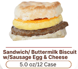 RTE Buttermilk Biscuit Sandwich w/Pork Sausage, Egg & Cheese 5.0 oz/12 Case - Mama's Biscuits